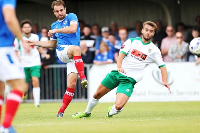 Pompey new-boy Brett Pitman scored twice on his Pompey debut