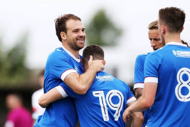 Brett Pitman opened his Pompey account five minutes into his debut against Bognor Picture: Joe Pepler