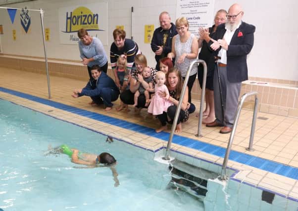 Nine-year-old Jake Clarke was supported by his friends and family as he undertook the challenge at Waterlooville Leisure Centre. Picture: Habibur Rahman (170895-538)