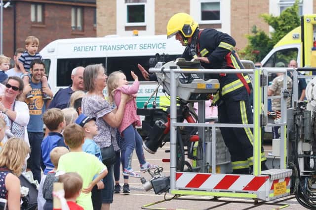 People watching the rescue demonstration