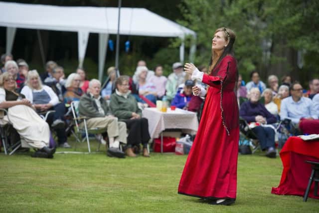 Sarah MacKiinon  as Helen in Shakespeares All's Well That Ends Well in the garden of Hill Farm House, Swanmore, in aid of the Ickle Pickles