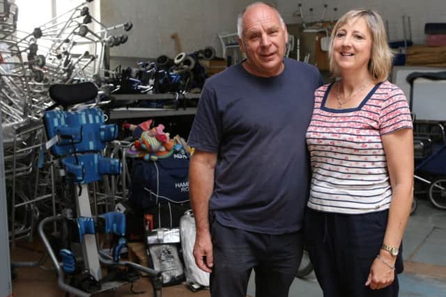 Lloyd and Karen Clewer, the founders of Farm4Life, at Haslar Hospital, Gosport, where they store goods ready to send to Africa  (Picture by Habibur Rahman)