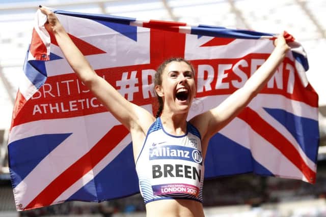 Olivia Breen celebrates her success in London. Picture: PA Wire/PA Images