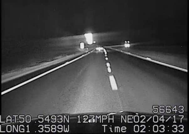 Police dash-cam footage of the chase