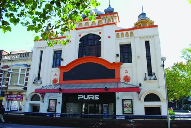 The former Palace Cinema, now the Astoria  nightclub in Guildhall Walk.  It was designed by local architect AE Cogswell and, given that he apparently served with the Artists Rifles in the Indian Army during the First World War, it has a wonderful, eclectic and oriental style, like a miniature Mogul palace.