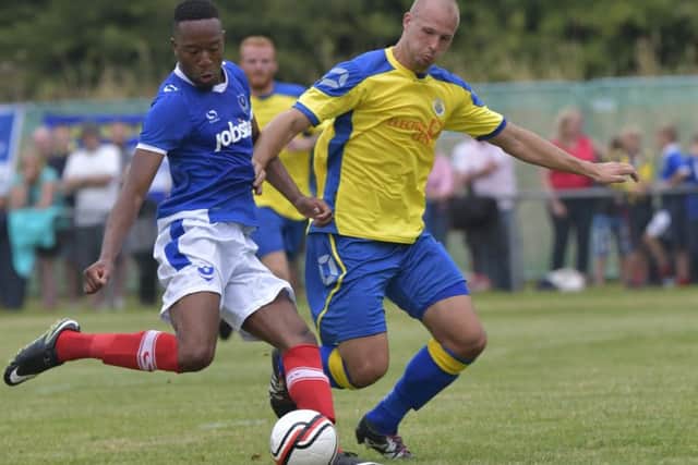 Nicke Kabamba scored five goals in tonight's 8-0 win at Newport IW Picture: Neil Marshall