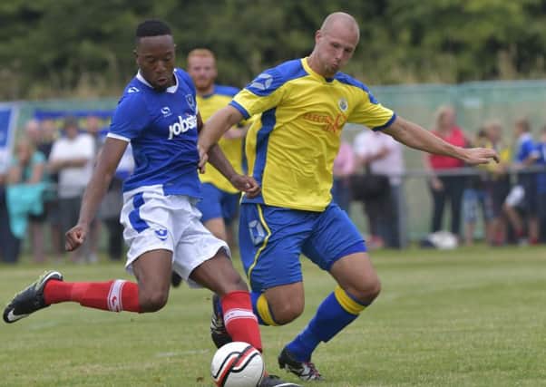 Nicke Kabamba scored five goals in tonight's 8-0 win at Newport IW Picture: Neil Marshall