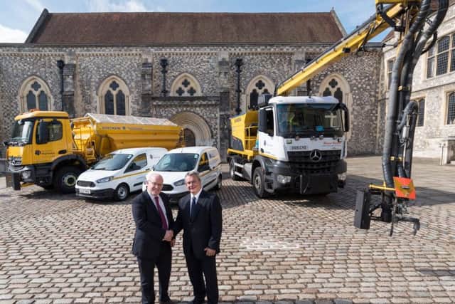 The 18-tonne dragon patcher is part of the new fleet unveiled by Hampshire County Council which will be deployed across the areas roads over the next seven years.