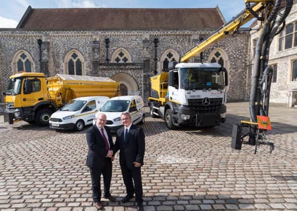 The 18-tonne dragon patcher is part of the new fleet unveiled by Hampshire County Council which will be deployed across the areas roads over the next seven years.