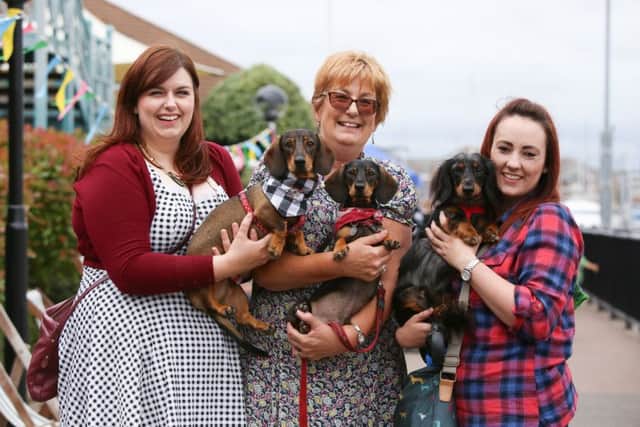 Catrin Dudfield, Meriel Dudfield and Kelly Fisher with  Remy and Rudi and Oscar