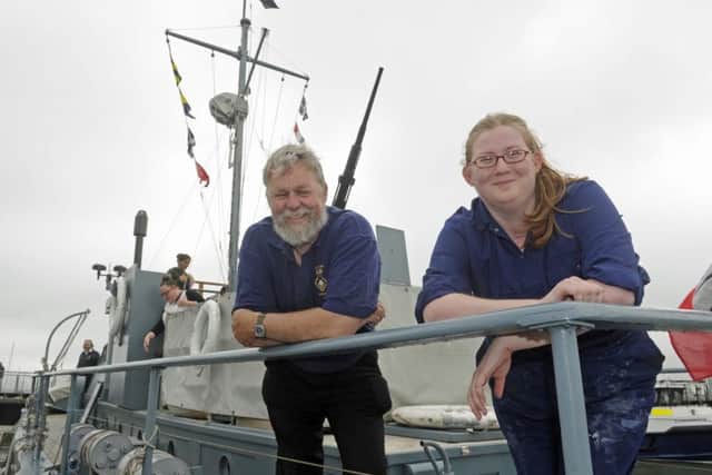 Alan Watson and Laura Pankhurst on board HMS Medusa at Gosport Marine festival this year 
Picture Ian Hargreaves  (170623-1)