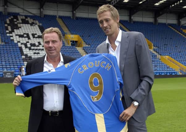 Peter Crouch signing for Pompey in 2008 with then boss 
Harry Redknapp