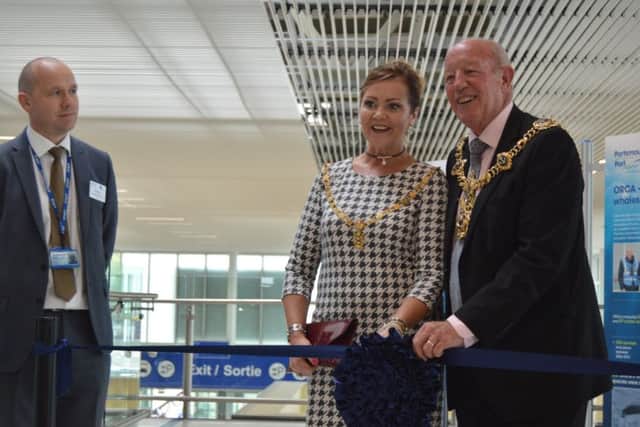 Lord Mayor Ken Ellcome, right, and the Lord Mayoress open the ORCA OceanWatch exhibition