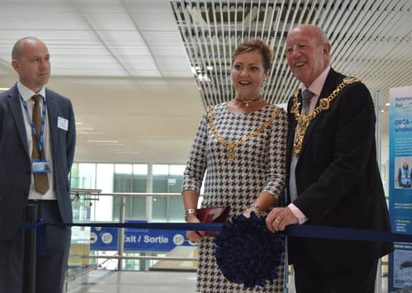 Lord Mayor Ken Ellcome, right, and the Lord Mayoress open the ORCA OceanWatch exhibition