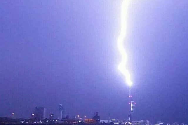 Owen Parker's spectacular shot of lightining hitting the Spinnaker Tower