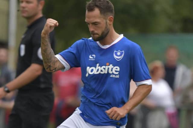 Milan Lalkovic celebrates his goal at Newport. Picture: Neil Marshall