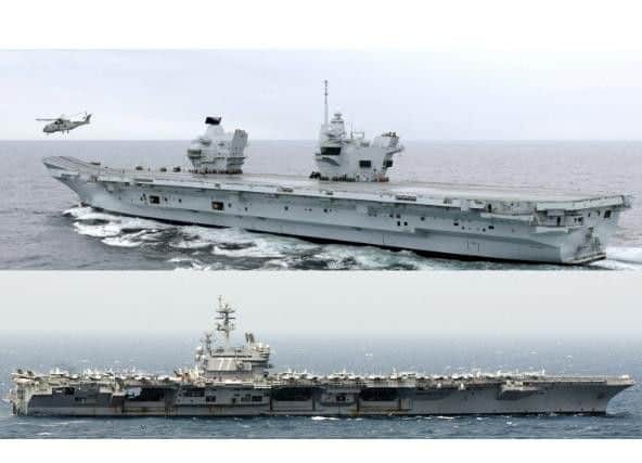 HMS Queen Elizabeth (top) and USS George HW Bush