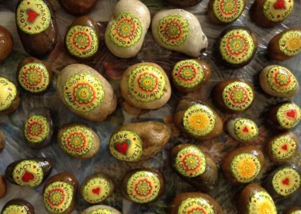 Some of the pebbles Jacquie has painted