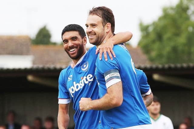 Brett Pitman, right, with Danny Rose