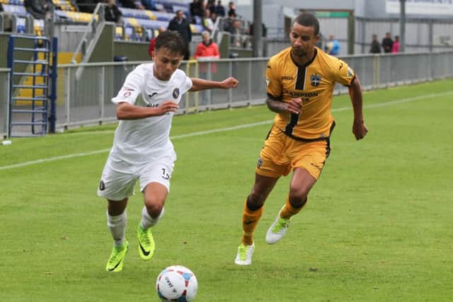 Jez Bedford in action for the Hawks against Sutton. Picture: Habibur Rahman