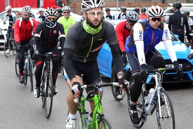 A Hendy team ride their way to the Sky Tour de Ford finish line at a previous event