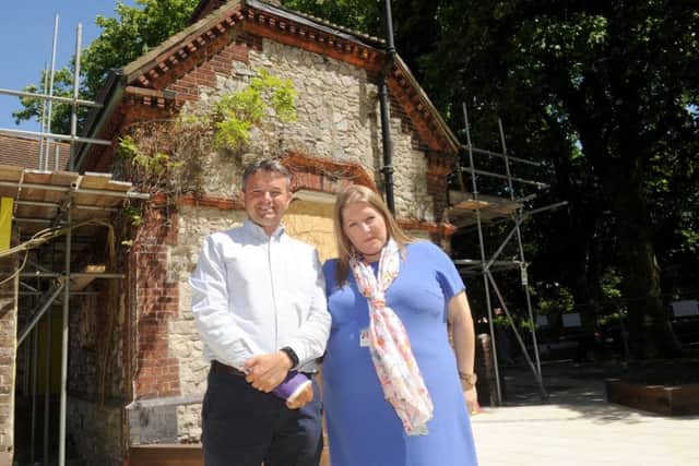 Mike Taylor, operations director at Society of St James with the leader of Portsmouth City Council Donna Jones.Picture: Sarah Standing (170729-3206)