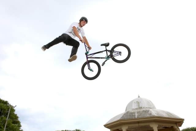 BMX rider 
Oakley Way, 17, in mid-air during a stunt      Pictures: Habibur Rahman