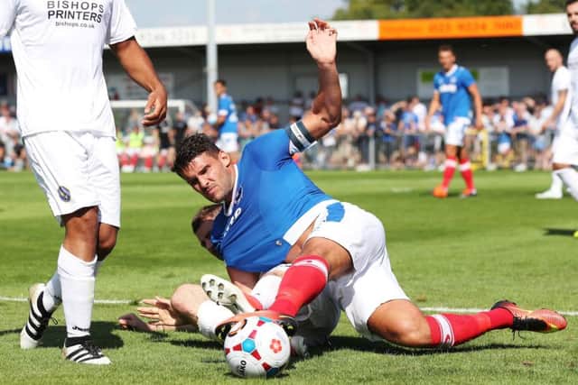 Gareth Evans sporting the captain's armband at Havant earlier this month. Picture: Joe Pepler