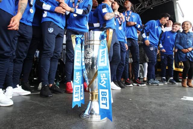 The League Two trophy. Picture: Joe Pepler