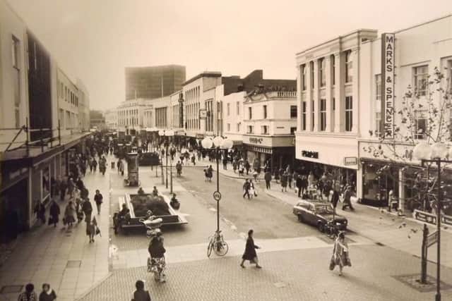 A look along Commercial Road before it had become a full pedestrianised precinct in the early 1970s