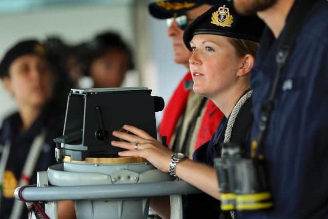HMS Duncan's Navigating Officer, Lieutenant Jen Cory
Photo: LPhot Paul Hall