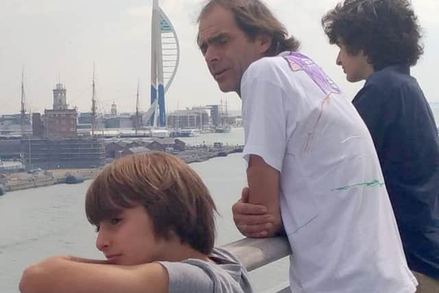 The family arrive in Portsmouth  by ferry
