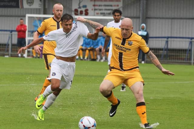 Jez Beford in action for the Hawks against Sutton United. Picture: Habibur Rahman