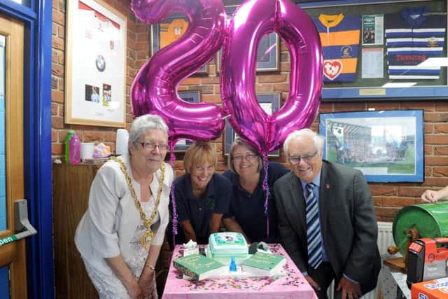 From left, mayor of Gosport Linda Batty, Shirley Faichen and her deputy manager Pauline Brazier, who both started 20 years ago with Cllr  Peter Edgar Picture: Sarah Standing (170962-5613)