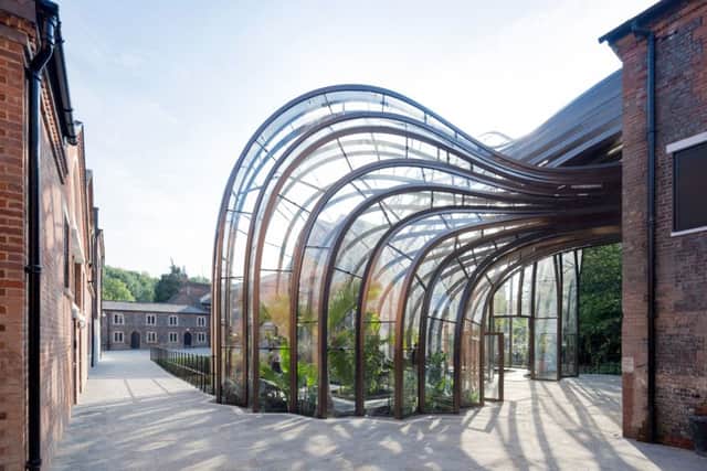 The beautiful glass house of the famous Bombay Sapphire Distillery, near Winchester