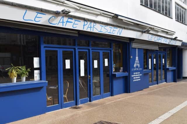 Le Cafe Parisien in Lord Montgomery Way, Portsmouth has been repossessed.