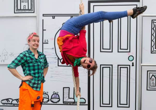 Rachael Entwistle and Rebecca Rennison of Hikapee Circus Theatre perform at Home at Home.
Picture by Habibur Rahman