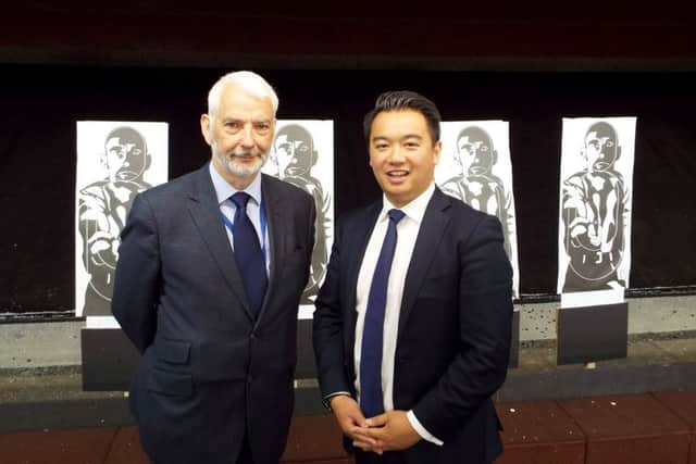 Alan Mak at the Hampshire Constabulary Training Centre with PCC Michael Lane