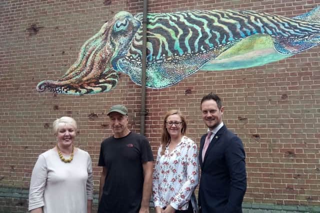 A mural of a cuttlefish was unveiled at the City Museum in Portsmouth to celebrate National Marine Week.