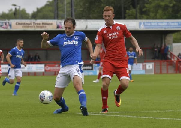 Brett Pitman in action at Crawley. Picture: Neil Marshall