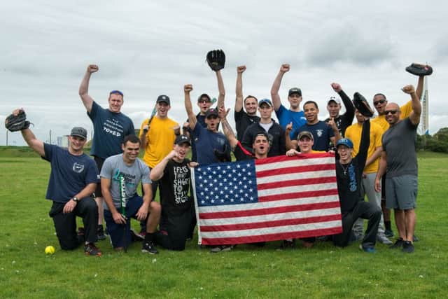 Sailors from aircraft carrier USS George HW Bush played a friendly softball match against a collection of Solent Softball League Players - The US Team PPP-170729-215328006