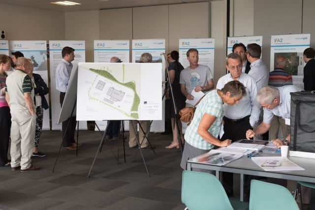 Residents pore over plans at the public consultation earlier this month on the proposed IFA2 development on the former HMS Daedalus site
Picture: Keith Woodland