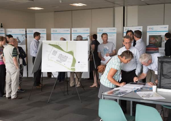 Residents pore over plans at the public consultation earlier this month on the proposed IFA2 development on the former HMS Daedalus site
Picture: Keith Woodland