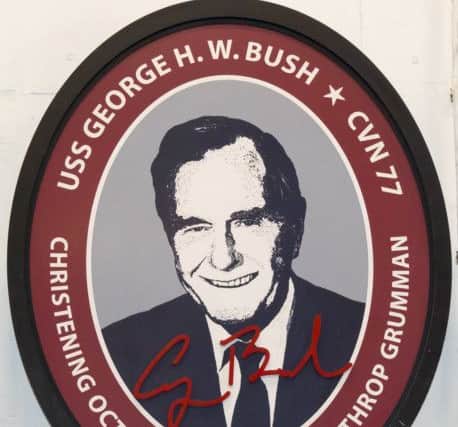 A commemorative plaque of George HW Bush 
Picture: Mark Rutley