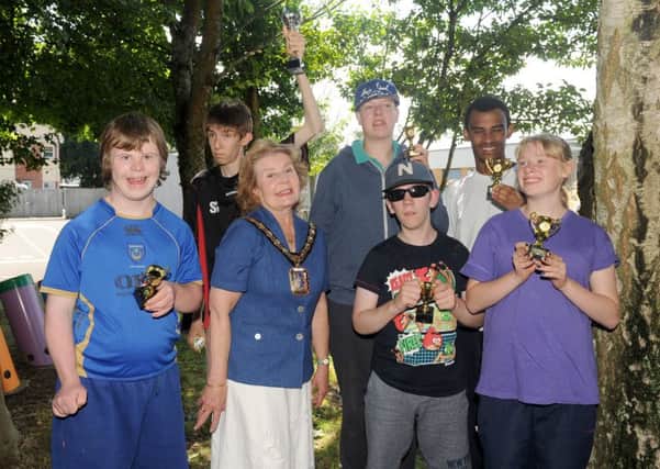 Pictured is: (front second left) The Mayor of Havant Elaine Shimbart with pupils from Ospreys Class and overall winner (back left-right) Luke Smith, Ashley Lawson, Darnell Okosi with (front left-right) Charlie Brough, Billy Predeth and Lucy Hopgood.

Picture: Sarah Standing (170965-786)