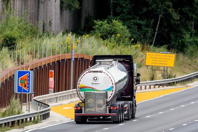 The new-style emergency area on the M3 smart motorway