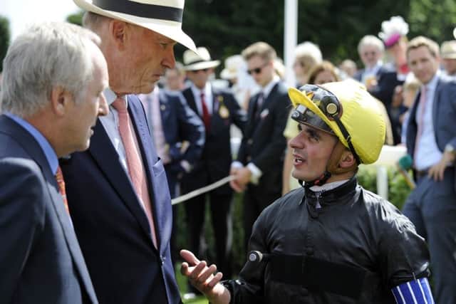 Stradivarius's connections celebrate their Goodwood Cup win / Picture by Malcolm Wells