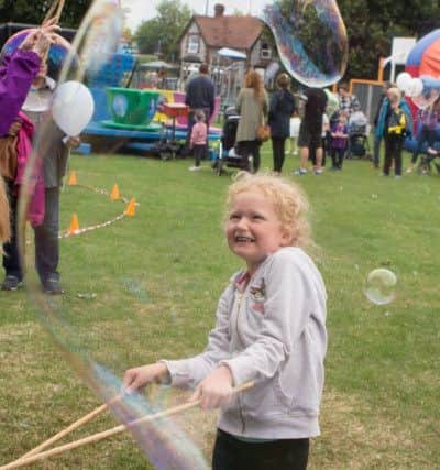 Rebecca Kelly, six, in a bubble