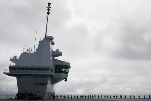 Crew on board HMS Queen Elizabeth Picture: PA