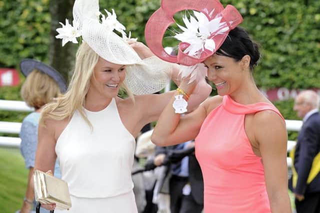 Gladiator Girls .....'Sirem' Amy Guy with 'Enigma' Jenny Pacey at Ladies' Day at Goodwood / Picture by Malcolm Wells